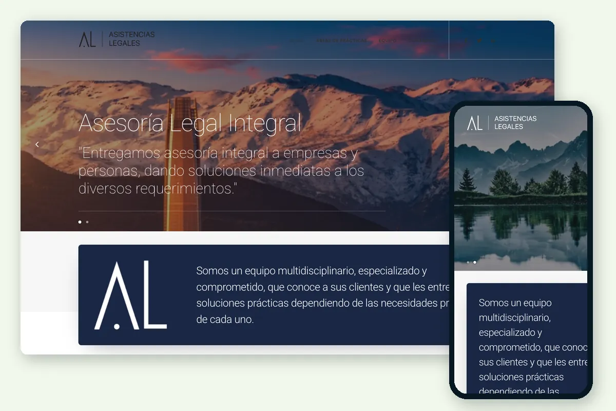 Sitio de Asistencias Legales en computador y celular